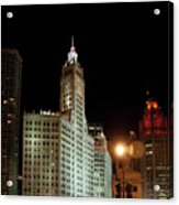 Looking North On Michigan Avenue At Wrigley Building Acrylic Print
