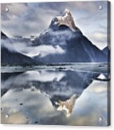Mitre Peak Reflecting In Milford Sound Acrylic Print