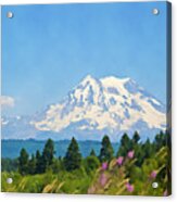 Mount Rainier Watercolor Acrylic Print