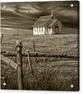 Old Rural Country Church In Sepia Tone #1 Acrylic Print