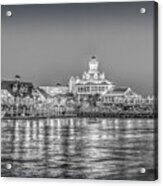 Parkers Lighthouse Bw Shoreline Village Acrylic Print