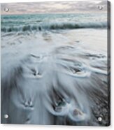 Pebbles In The Beach And Flowing Sea Water Acrylic Print