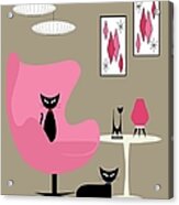 Pink Egg Chair With Two Cats Acrylic Print