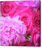 Pink Roses And Peonies Please #1 Acrylic Print