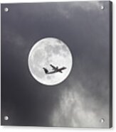 Plane In Night Sky Acrylic Print