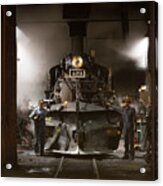 Steam Locomotive In The Roundhouse Of The Durango And Silverton Narrow Gauge Railroad In Durango Acrylic Print