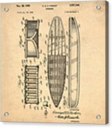 Vintage Surf Board Patent 1950 #1 Acrylic Print