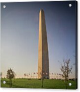 Washington Dc Memorial Tower Monument At Sunset  #1 Acrylic Print