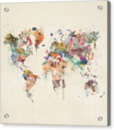World Map Watercolor #1 Acrylic Print