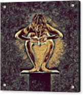 1083s-zac Dancer Squatting On Pedestal With Amulet Nudes In The Style Of Antonio Bravo Acrylic Print