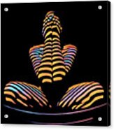 1183s-mak Hands Over Face Zebra Striped Woman Rendered In Composition Style Acrylic Print