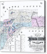 1880 Nevada County Mining Claim Map Acrylic Print