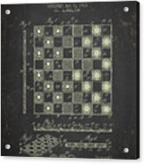 1923 Chess Board Patent - Dark Grunge Acrylic Print