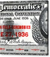 1936 Democrat National Convention Ticket Acrylic Print