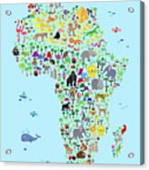 Animal Map Of Africa For Children And Kids #2 Acrylic Print