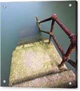 Rusty Handrail Going Down On Water #2 Acrylic Print