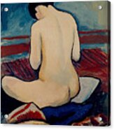 Sitting Nude With Pillow #2 Acrylic Print