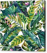 Tropical Green Leaves Pattern Acrylic Print