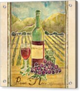 Vineyard Pinot Noir Grapes N Wine - Batik Style #2 Acrylic Print