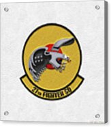 27th Fighter Squadron - 27 Fs Patch Over White Leather Acrylic Print