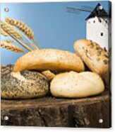 Different Breads And Windmill In The Background #3 Acrylic Print