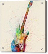 Electric Guitar Abstract Watercolor Acrylic Print