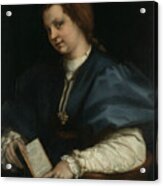 Lady With A Book Of Petrarch's Rhyme #5 Acrylic Print
