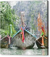 Traditional Long Boat In Thailand #3 Acrylic Print