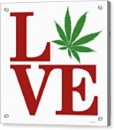 Marijuana Leaf Love Sign #37 Acrylic Print