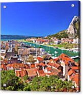 Town Of Omis And Cetina River Mouth Panoramic View #4 Acrylic Print