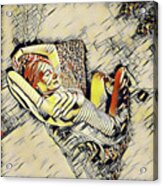 4248s-jg Zebra Striped Woman In Armchair By Window Erotica In The Style Of Kandinsky Acrylic Print