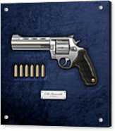 .44 Magnum Colt Anaconda With Ammo On Blue Velvet  #44 Acrylic Print