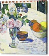 Flowers And A Bowl Of Fruit On A Table #5 Acrylic Print