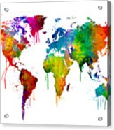 Watercolor Map Of The World Map #5 Acrylic Print