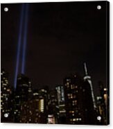 9-11 Tribute Nyc Skyline From Seaport Acrylic Print