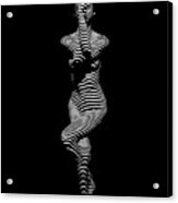 9486-dja Yoga Woman Illuminated In Stripes Zebra Black White Absraction Photograph By Chris Maher Acrylic Print