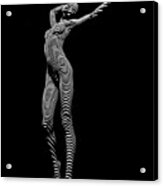 9705-dja Zebra Woman Flow Of Life Black White Striped Young Woman By Chris Maher Acrylic Print