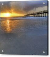 A Jacksonville Beach Sunrise - Florida - Ocean - Pier Acrylic Print