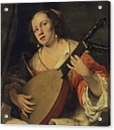 A Lady Playing The Lute Acrylic Print