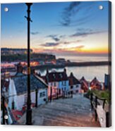 A Mid Summer Sunset Over Whitby Steps Acrylic Print