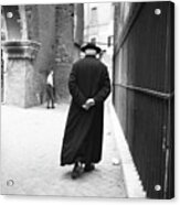 A Priest Walks Down A Street In Rome, 1955 Acrylic Print