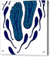 Aboriginal Footprints In Blue Transparent Background Acrylic Print
