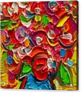 Abstract Colorful Wildflowers Modern Impressionist Palette Knife Oil Painting Ana Maria By Edulescu Acrylic Print