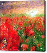 Abstract Landscape Of Red Poppies Acrylic Print