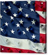 Abstract Water Drops On Usa Flag Acrylic Print