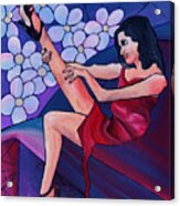 Admiring The Smoothness Of Her Legs Acrylic Print