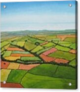 Aerial View Art Haverfordwest Pembrokeshire Painting Acrylic Print