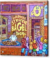 After School Kids Bagel Shoppers Boulangerie Store Front St Viateur Bagel Chef Montreal Memories Acrylic Print