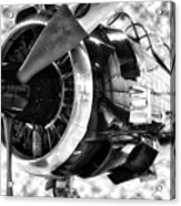 Airplane Propeller And Engine T28 Trojan 02 Bw Acrylic Print