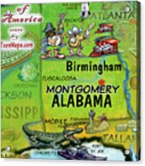 Alabama Fun Map Acrylic Print